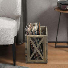 Gray Wood Vinyl Album Record Holder Crate Style Bin, Fits up to 12-inch Records picture