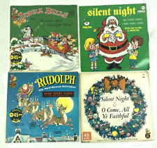 Lot of 4: Vintage 45 RPM Christmas Records, Silent Night, Jingle Bells, Rudolph picture