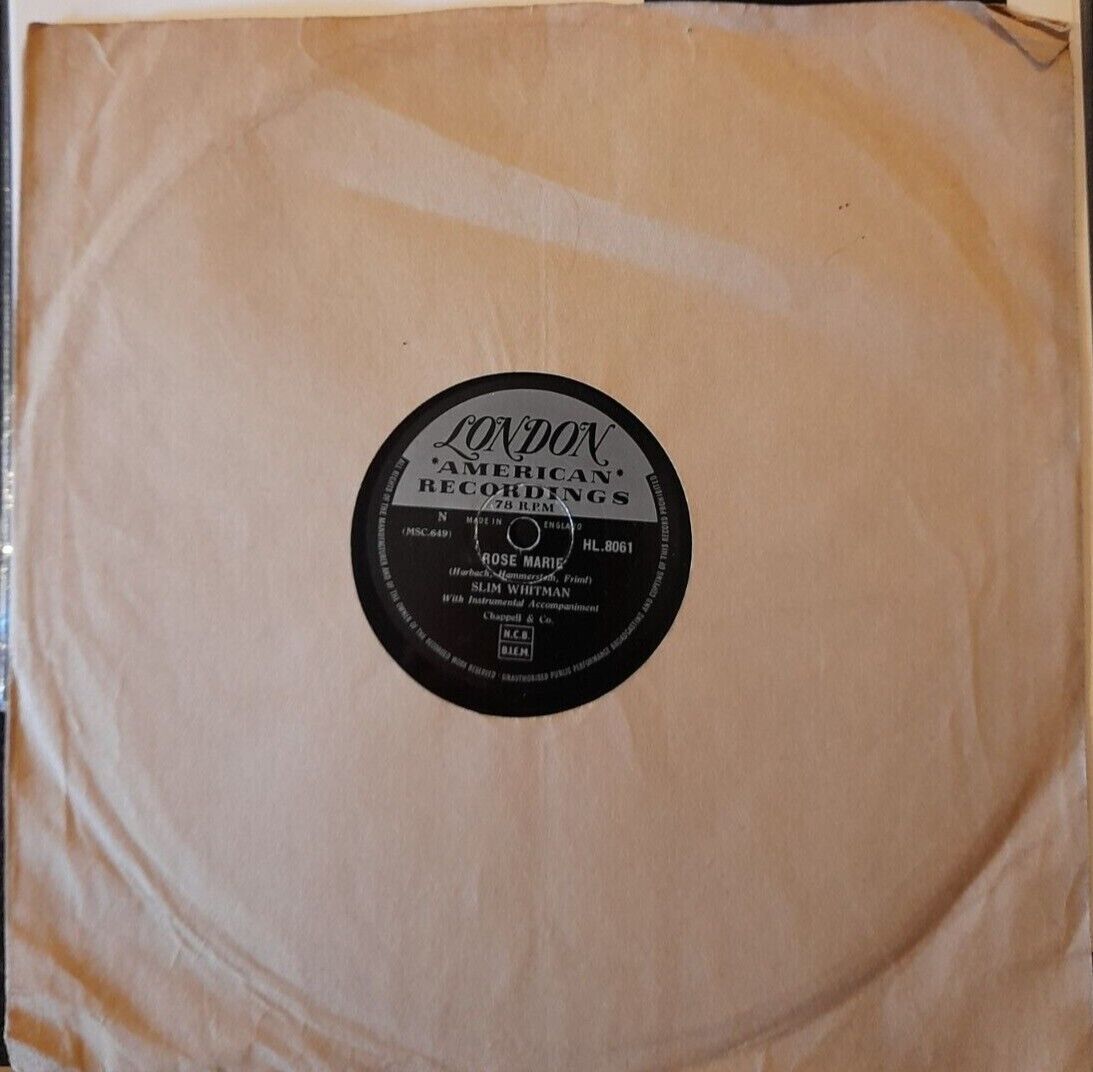 SLIM WHITMAN, ROSE MARIE. 36th UK NO1 78RPM SHELLAC RECORD VG