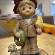Vintage Ceramic Music Box, Boy with Dog and Beach Toys. Plays “Anchors Aweigh” picture