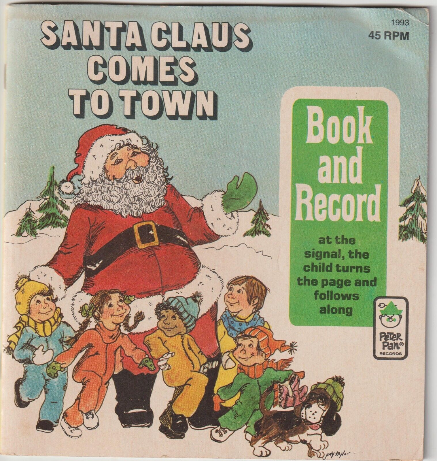 SANTA CLAUS COMES TO TOWN: PETER PAN 1981 Book and VINYL 45 Record