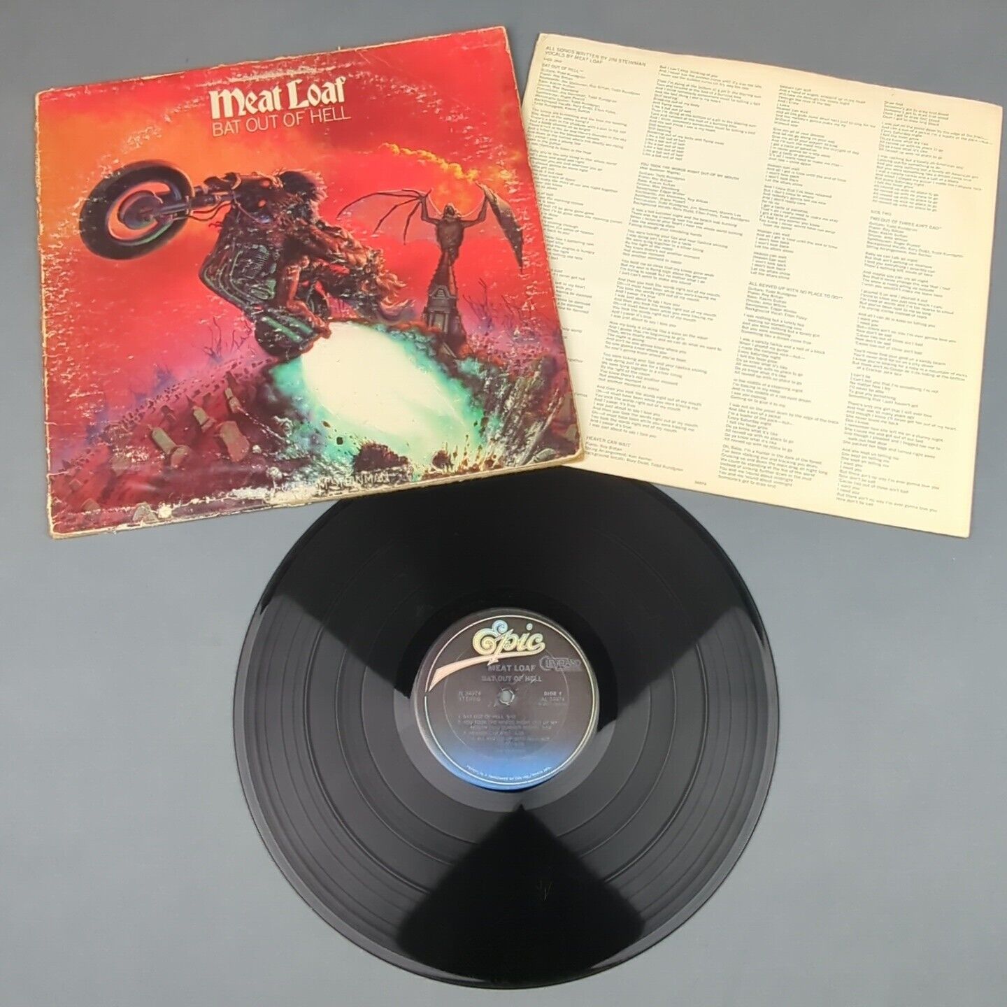 Vtg Meat Loaf Bat Out Of Hell 1977 Vinyl Record LP Two Out Of Three Dashboard 