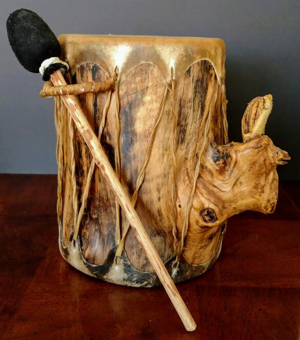 Native American TAOS Pueblo Handmade Unique Rawhide Drum By \