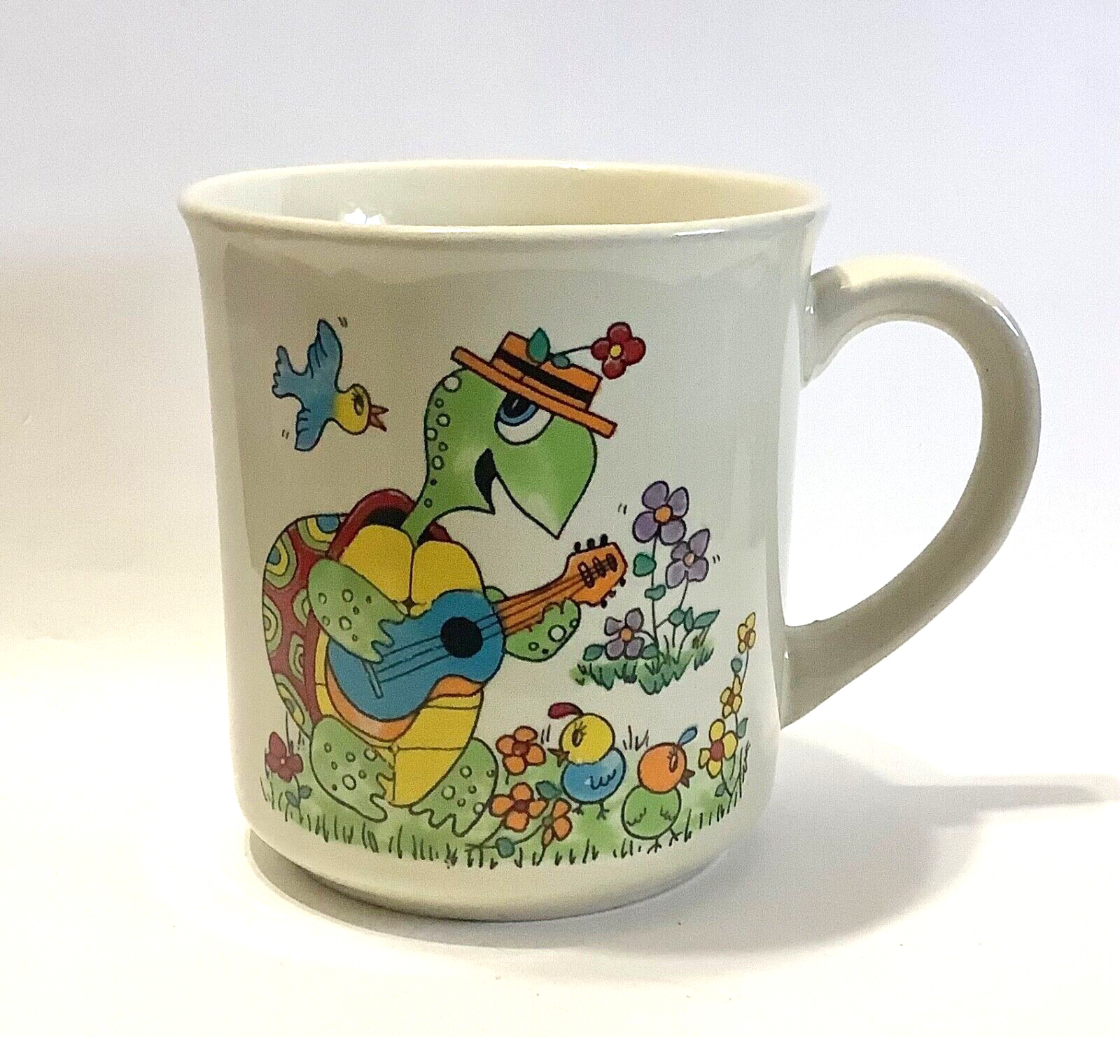 TURTLE Playing GUITAR Anthropomorphic Vintage Coffee Cup Mug Approx 10 oz CUTE