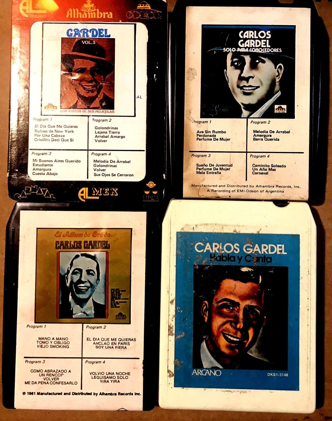 Vintage-KIng of the Tango-Carlos Gardel 8 Track Tapes Lot of 4