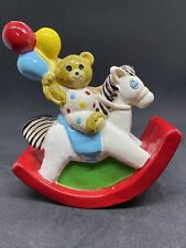 Vintage Music Box Teddy Bear Riding A Pony Holding Balloons Nursery AS IS - READ picture