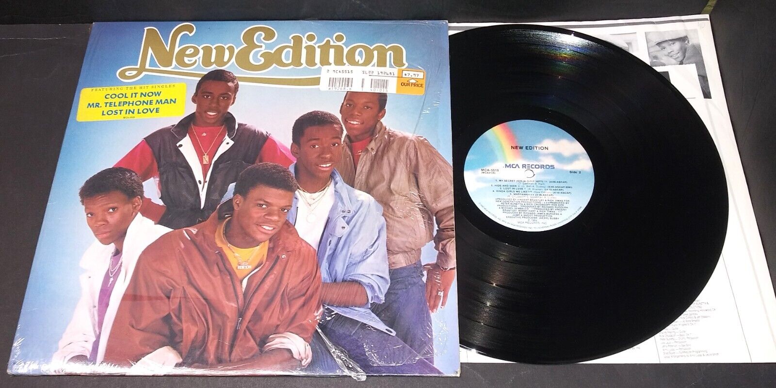 Vintage r&b hip hop lp NEW EDITION s/t Bobby Brown MCA 1984 shrink hype inner EX