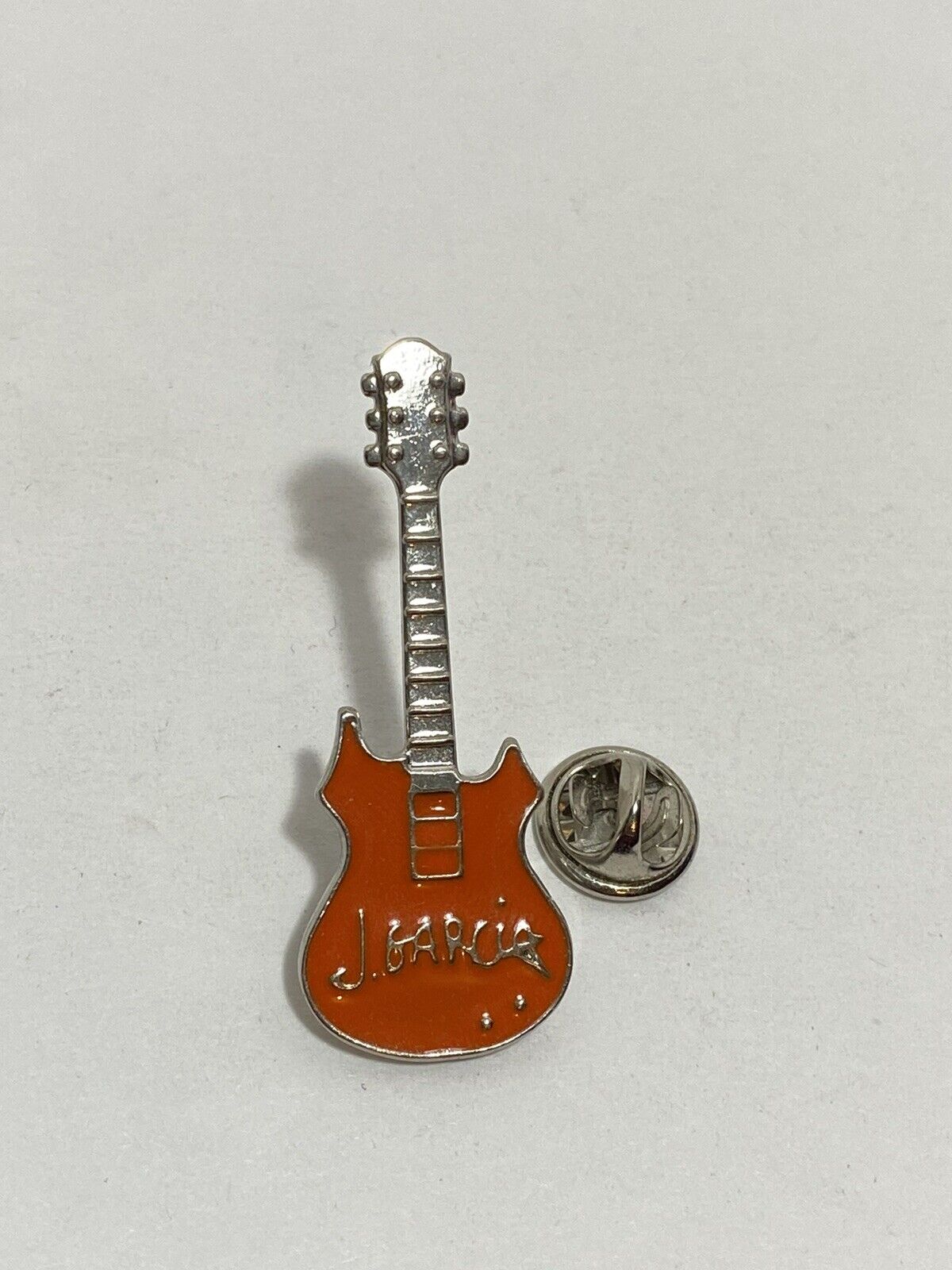 J. Jerry Garcia Red Silver Guitar Enameled Collectors Pin Tie Tack Grateful Dead