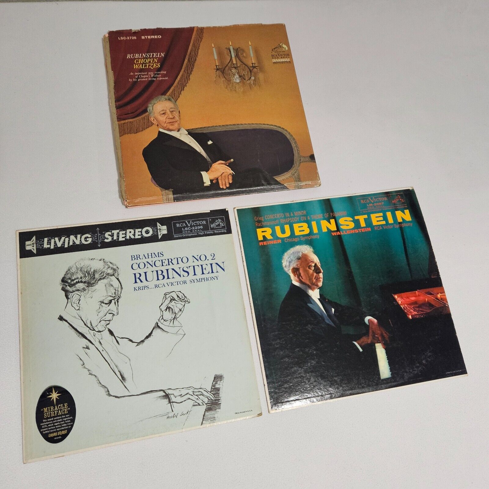 Lot of 3 RUBINSTEIN Chopin Waltzes Vinyl RECORDS ALBUM Victor Red Seal Box Set