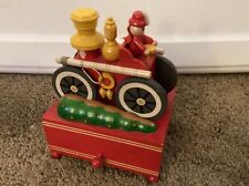 Music box Vintage wood firemen moving fire engine see pics works great unique picture