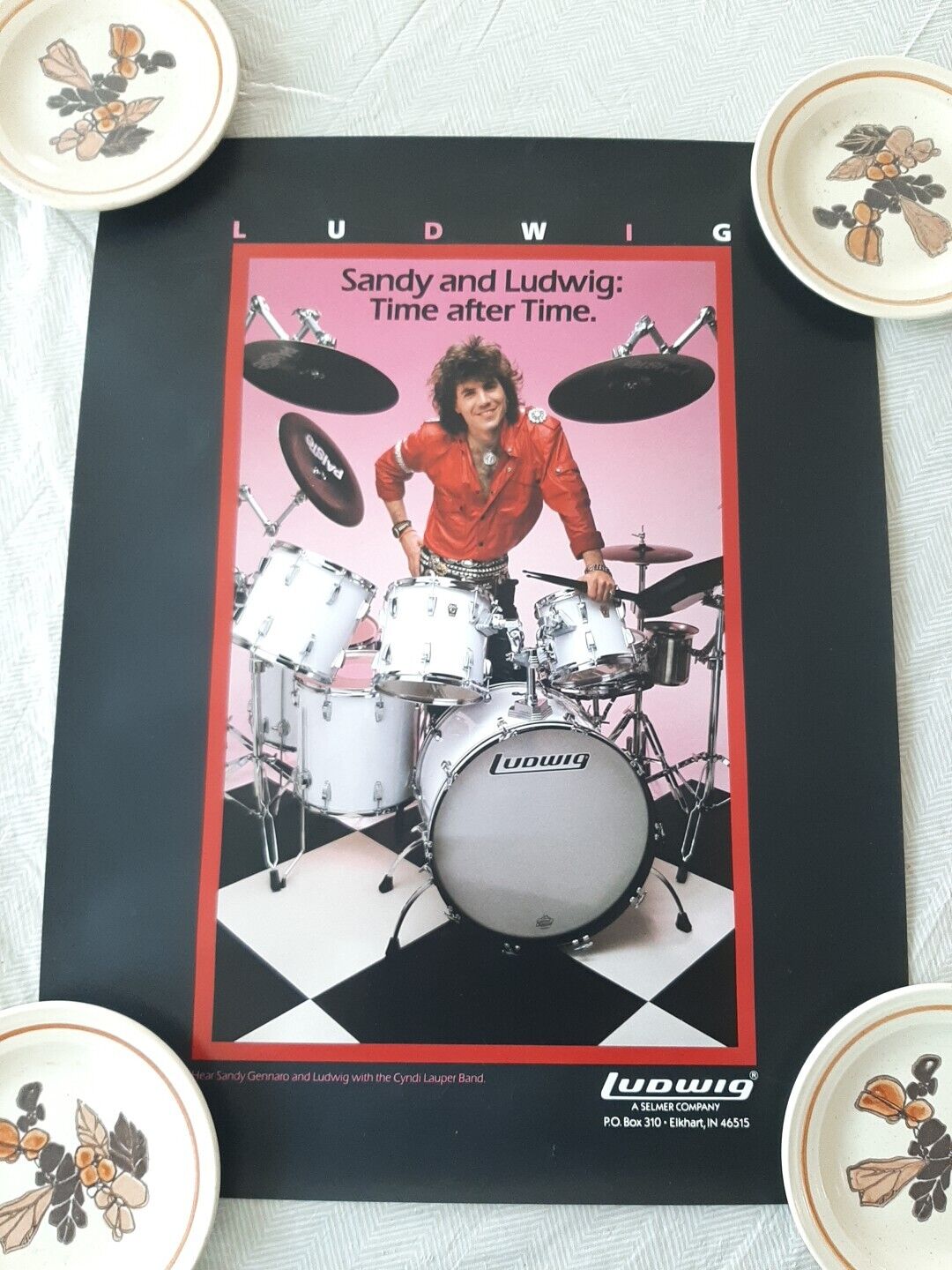 Vtg Ludwig Drums Advertising Poster Sandy Gennaro 22x17