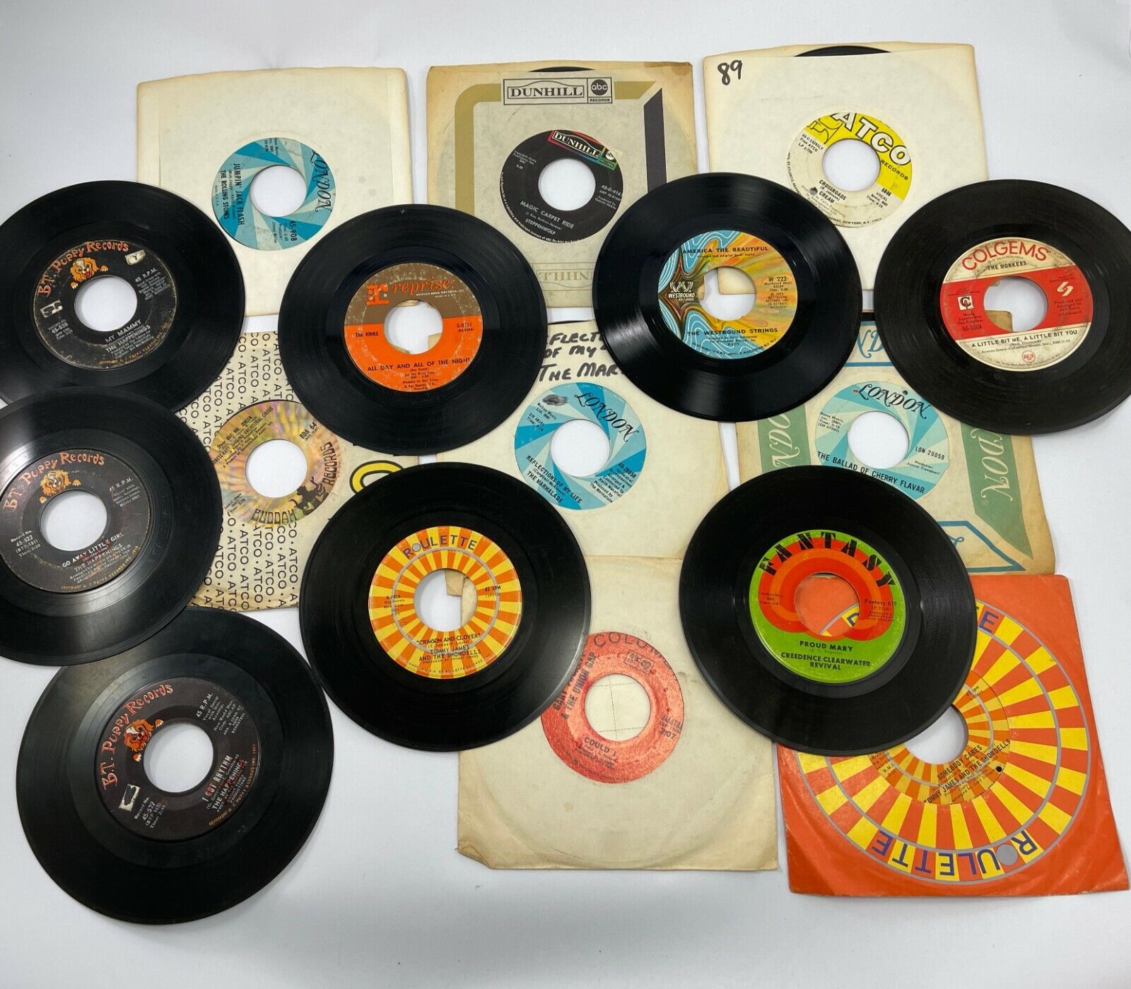 Lot Of 16 Vinyl 45's - Rock 1970'S - All in playable condition. 