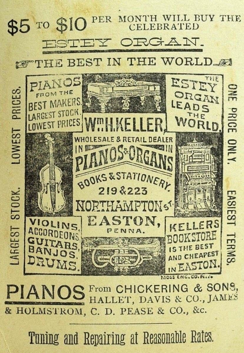 1880\'s-90\'s Wm. H. Keller & Estey Organ Pianos Violins Banjos Guitars Drums P91