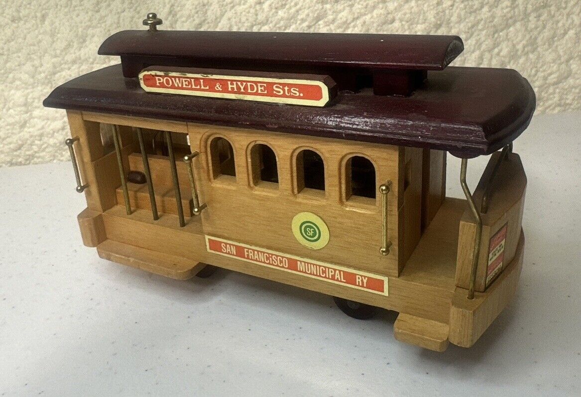 Vintage San Francisco Music Box Co Wooden Powell/Hyde Trolley Works