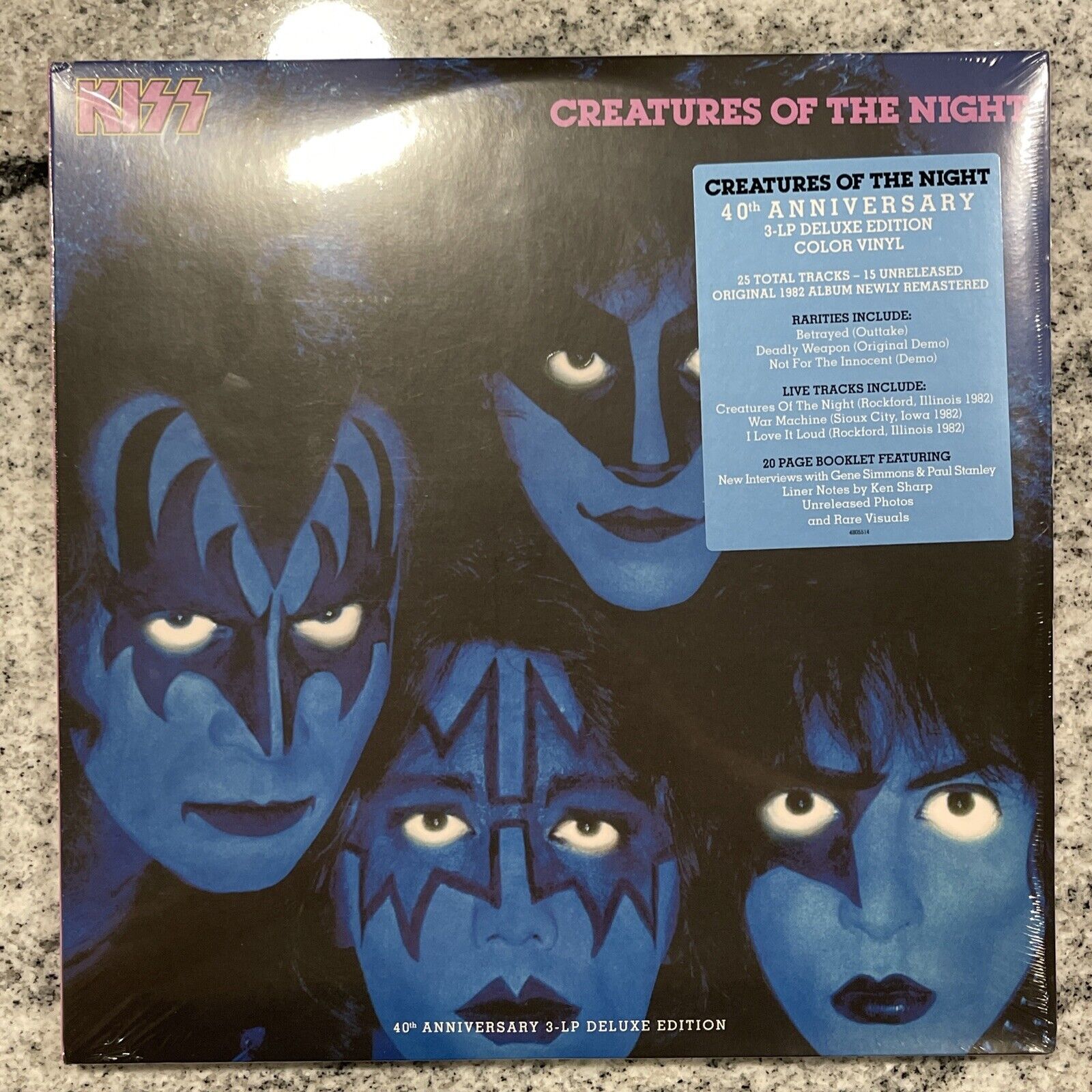 KISS 40th Anniversary CREATURES OF THE NIGHT Deluxe Edition 3LP Blue Vinyl NEW
