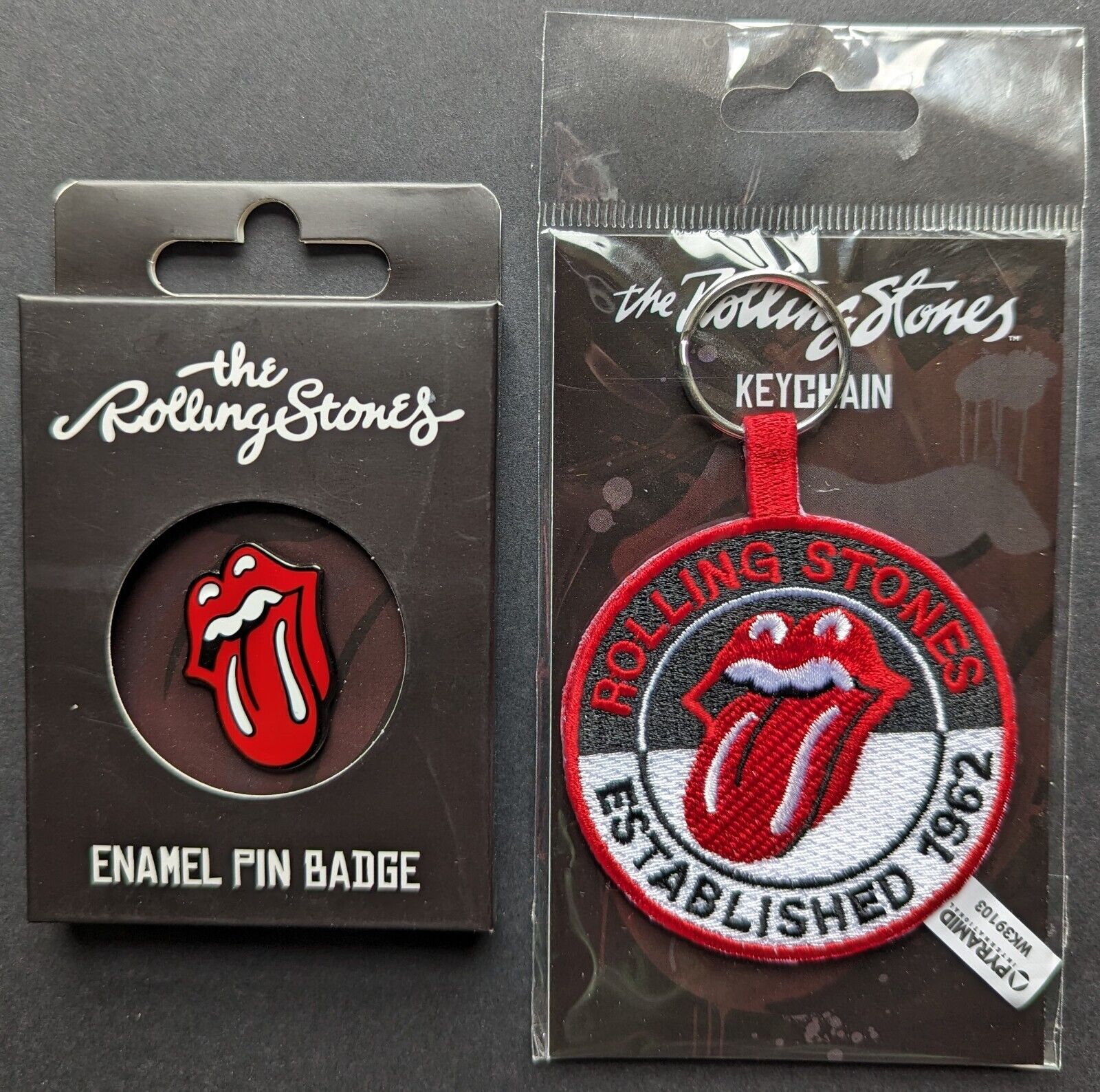 The Rolling Stones Official Enamel Pin Badge Set & Keychain