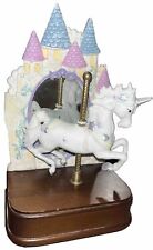 Vintage Musical Carousel Unicorn And Castle With Mirror Impulse Giftware 1990 picture