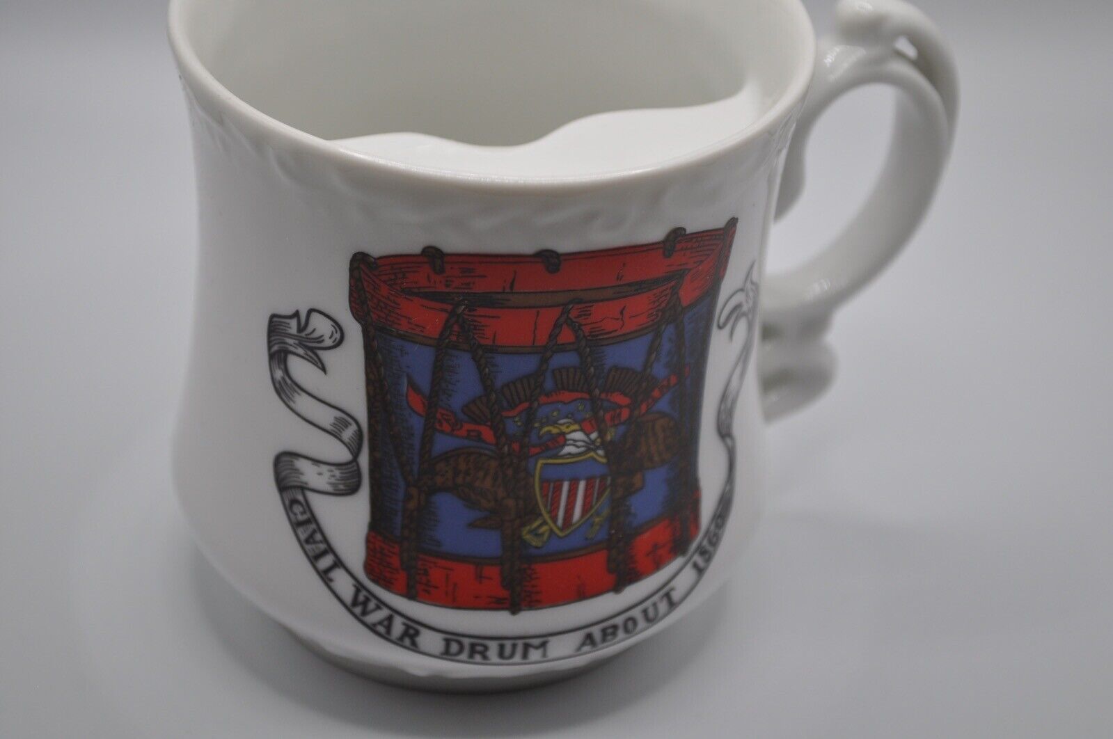 Vintage Shave Mug Civil War Drum Royal Crown Mug with Handle