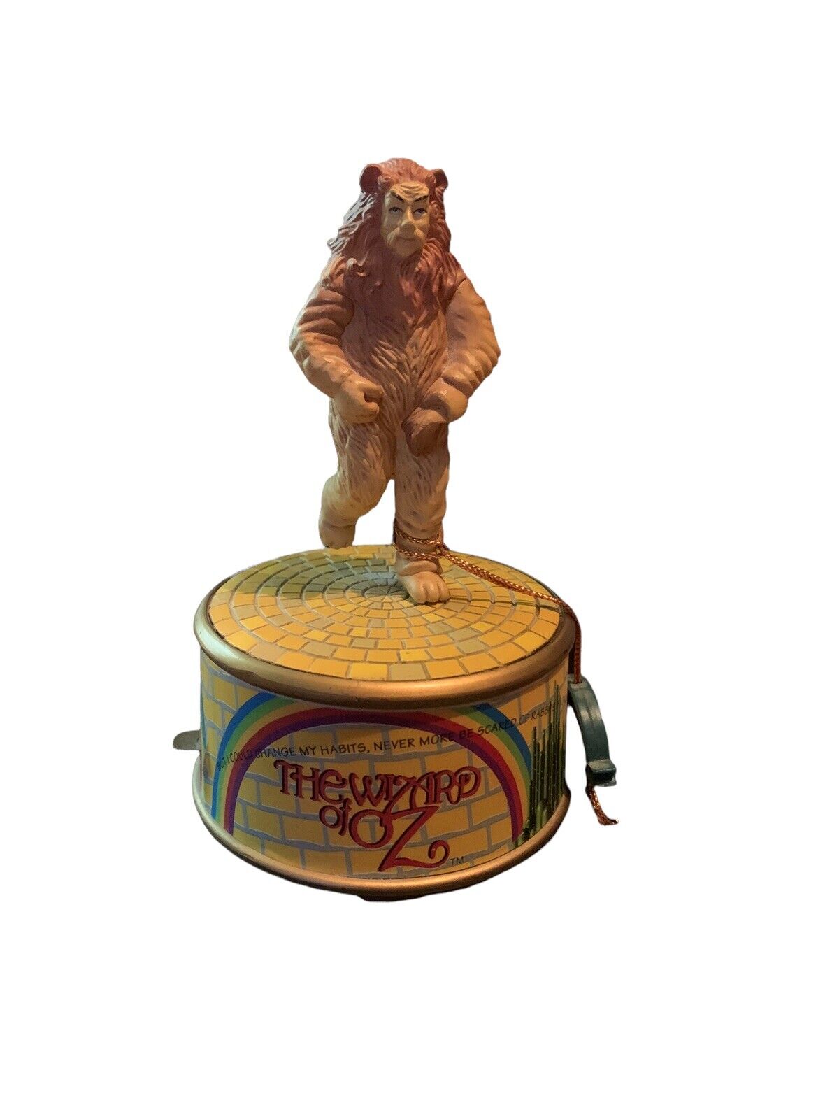 Vintage Enesco Cowardly Lion/Wizard of Oz Music Box Yellow Brick Road Rotates