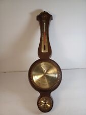 Vintage Taylor Banjo Style Faux Wood Weather Station Thermometer Humidity Works picture