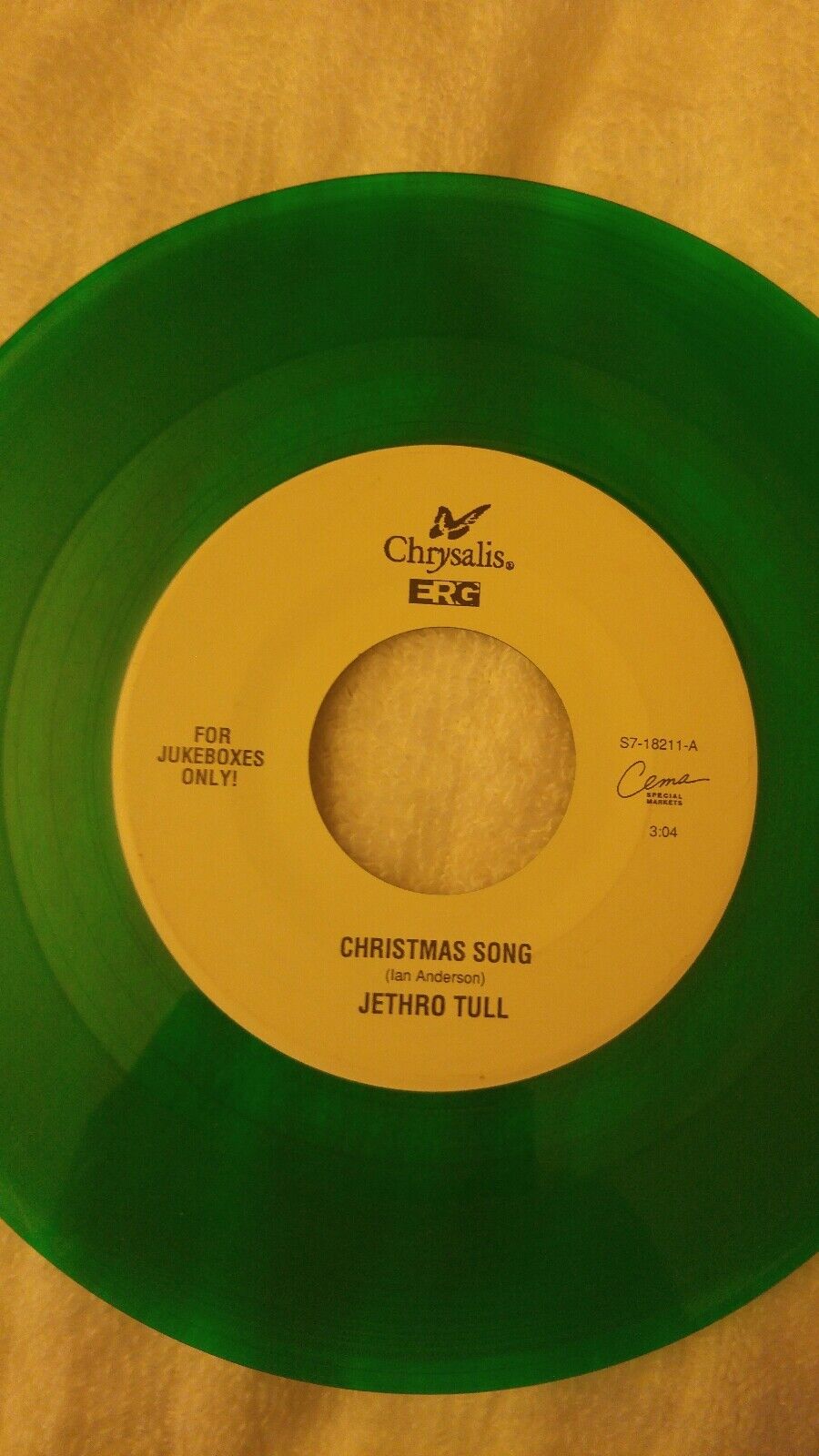 1974 JETHRO TULL CHRISTMAS SONG / SKATING GREEN VINYL JUKEBOX ONLY 7\