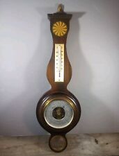 VINTAGE WEATHERITE BAROMETER WOOD BANJO STYLE THERMOSTAT TEMPERATURE WEATHER  picture
