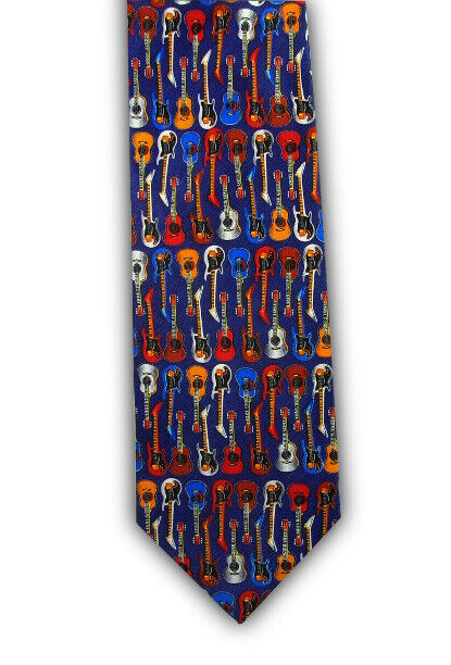 Guitar Tie in 100% Silk - Music Gift - Gift for Guitarist - Guitar Gift