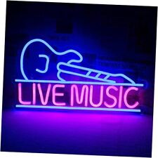 Guitar Neon Signs for Wall Decor,Live Music Neon Lights for pink&blue picture