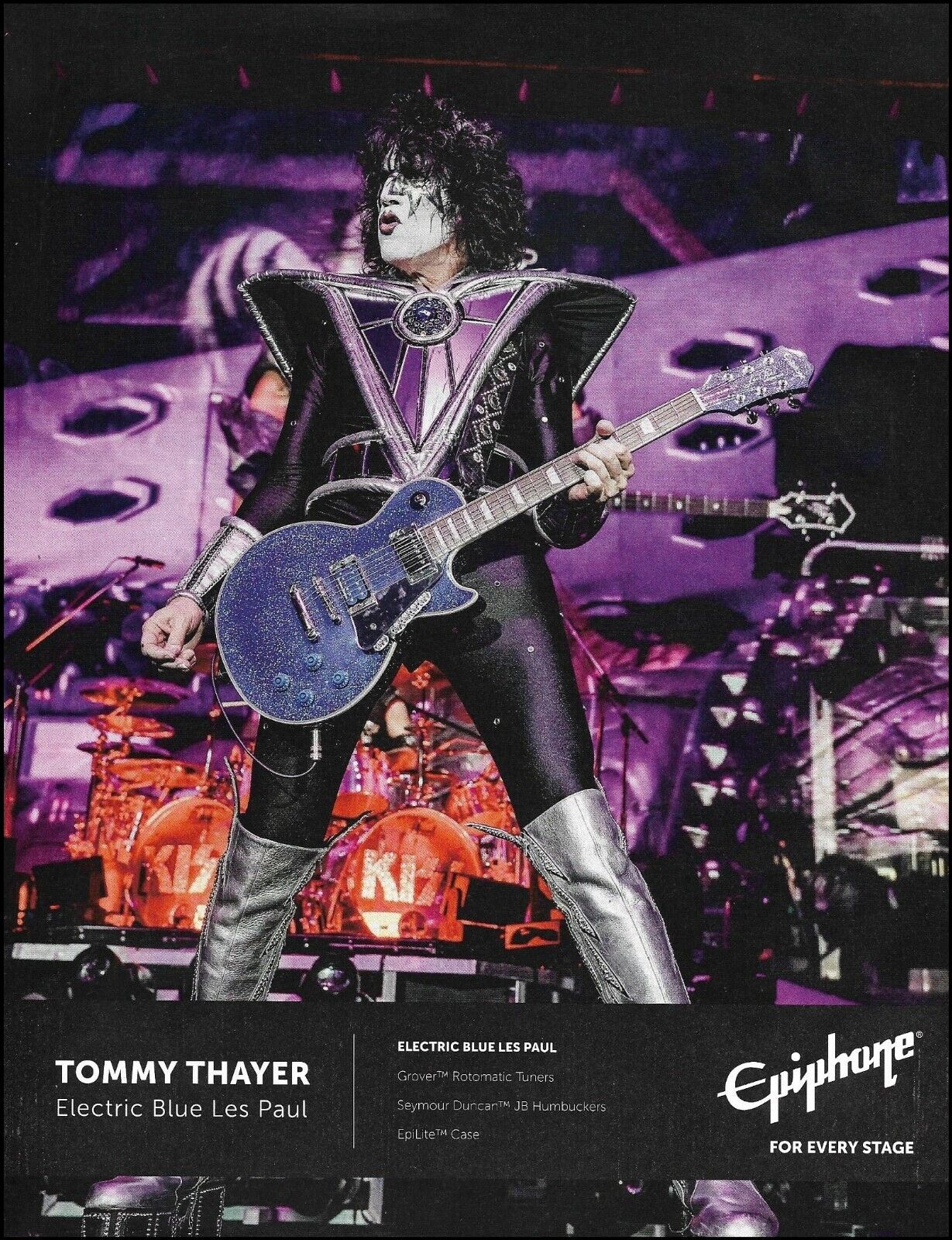 KISS Tommy Thayer Signature Epiphone Electric Blue Les Paul guitar advertisement