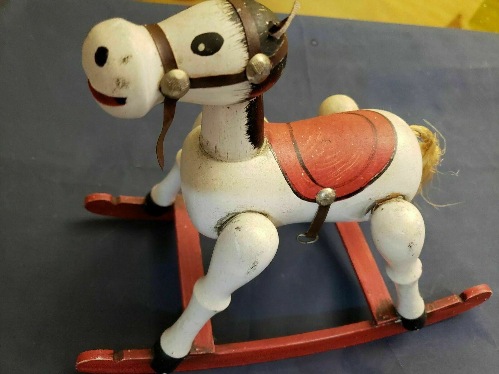Vintage Enesco Wooden Musical Toy Rocking Horse