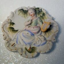 Vintage Occupied Japan Bisque  Wall Plaque Woman With Harp picture