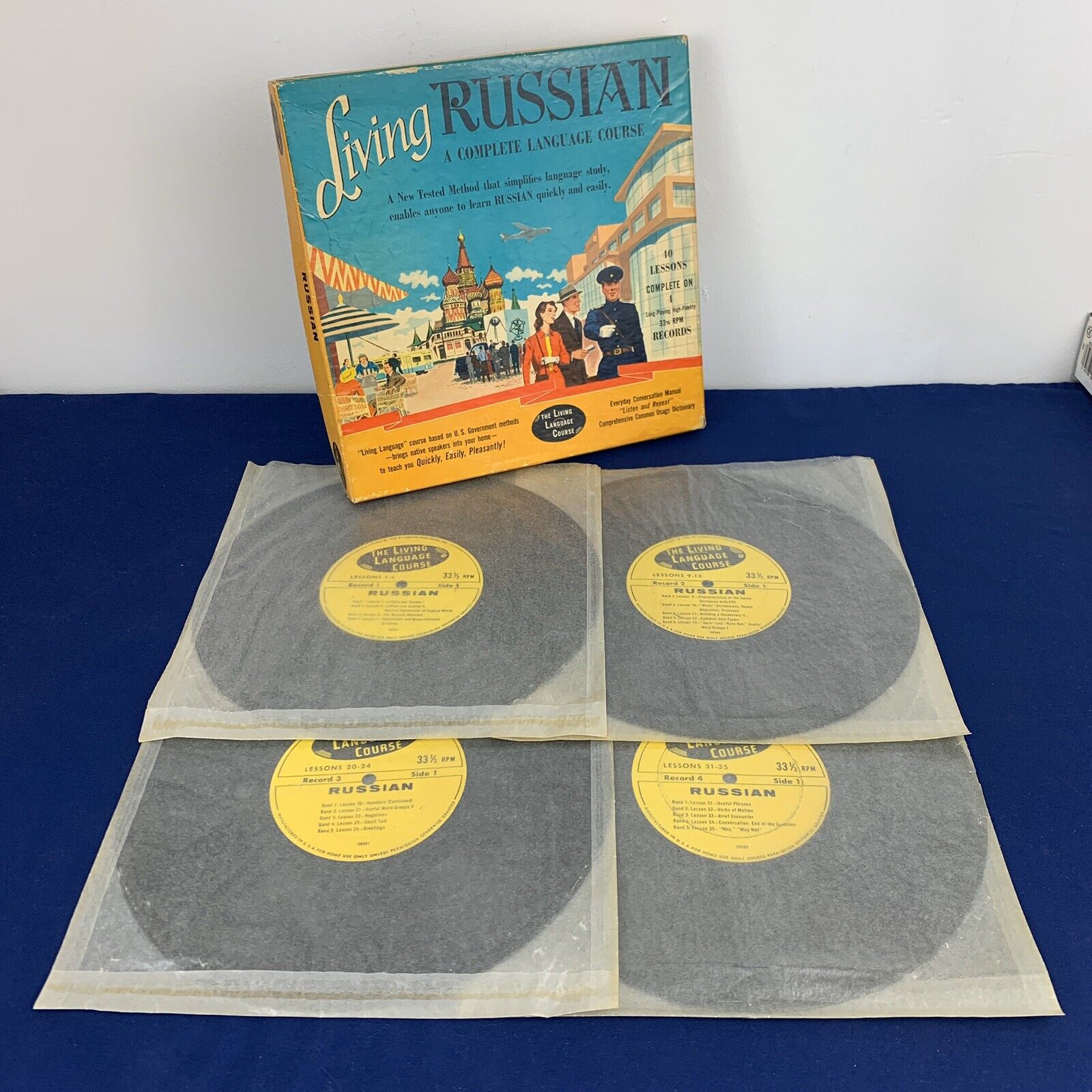 Vintage Living Russian A Complete Language Course LP Vinyl Records 1958