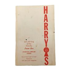 Harry’s Key Club Menu & Sing-a-Long Booklet Omaha NE 182 lyrics 52 pages. picture