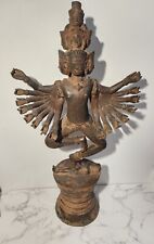 Thai Brass Dancing Hevajra Statue With 16 Arms And 8 Faces On Drum Shaped Base picture