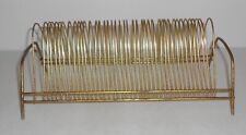 Vintage 1960s 45 RPM Record Gold-Colored Metal Wire Holder Storage Rack Holds 40 picture