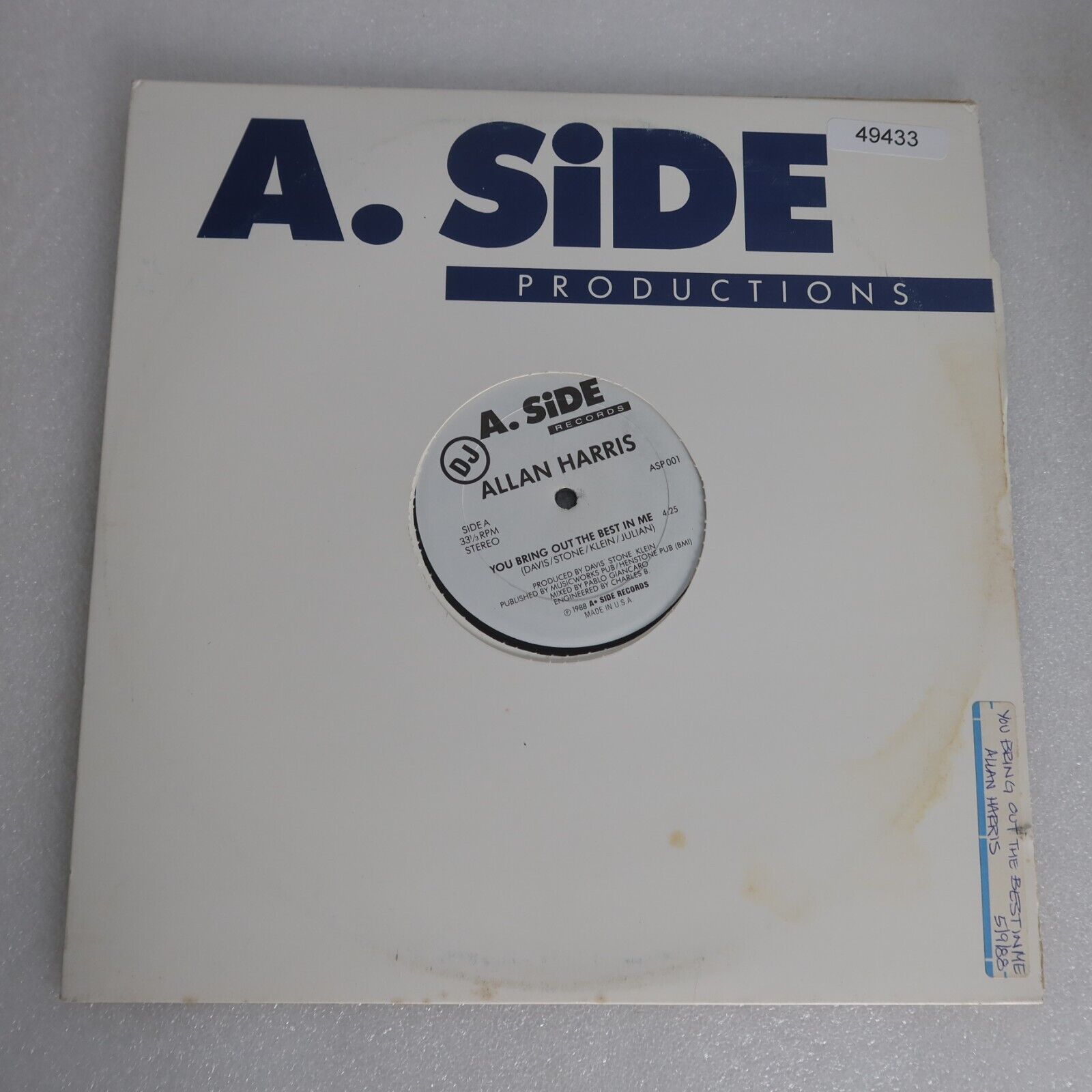 Allan Harris You Bring Out The Best In Me PROMO SINGLE Vinyl Record Album