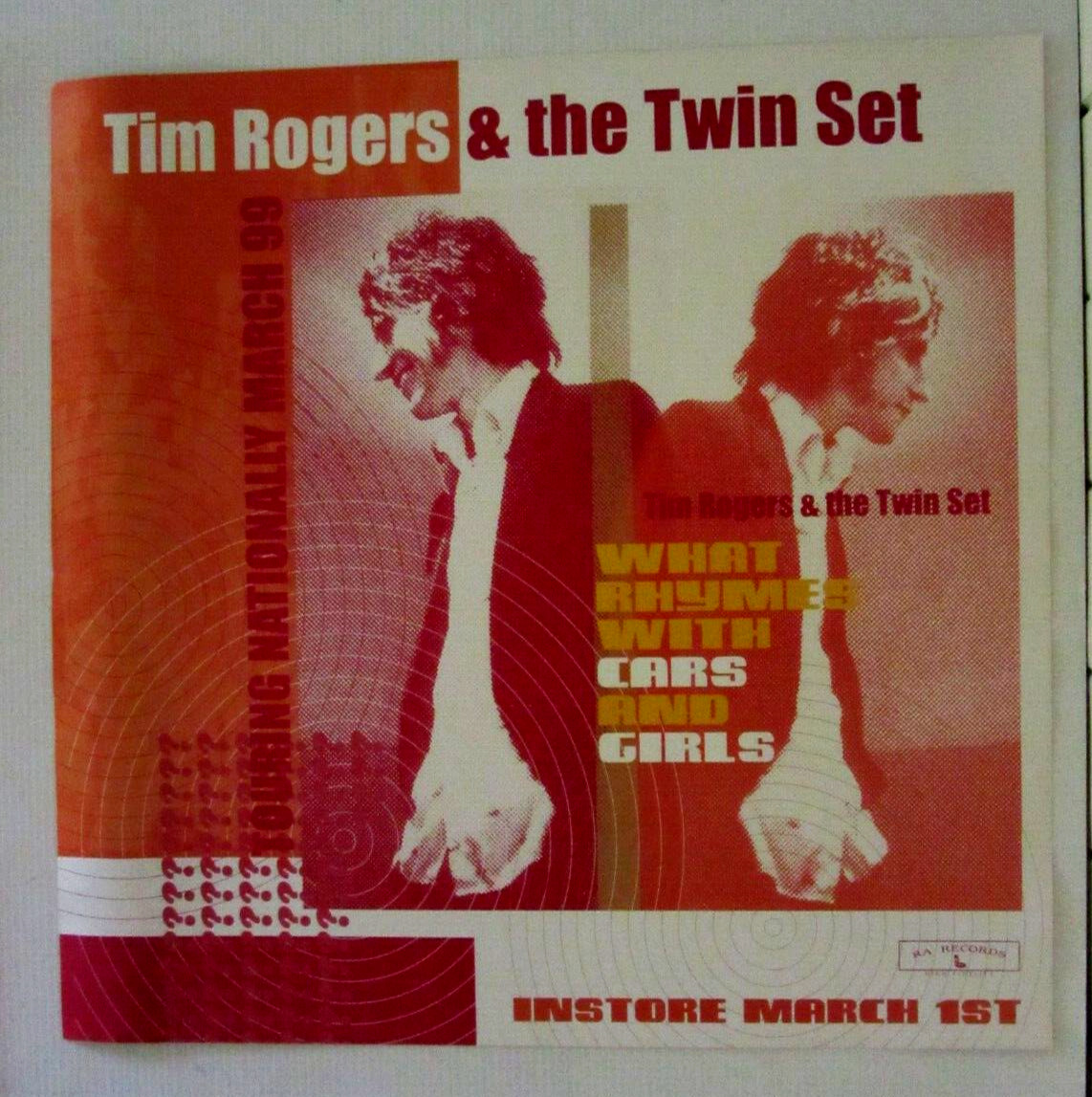 TIM ROGERS (YOU AM I) AND THE TWIN SET (DOUBLE SIDED) ORIGINAL PROMO POSTER