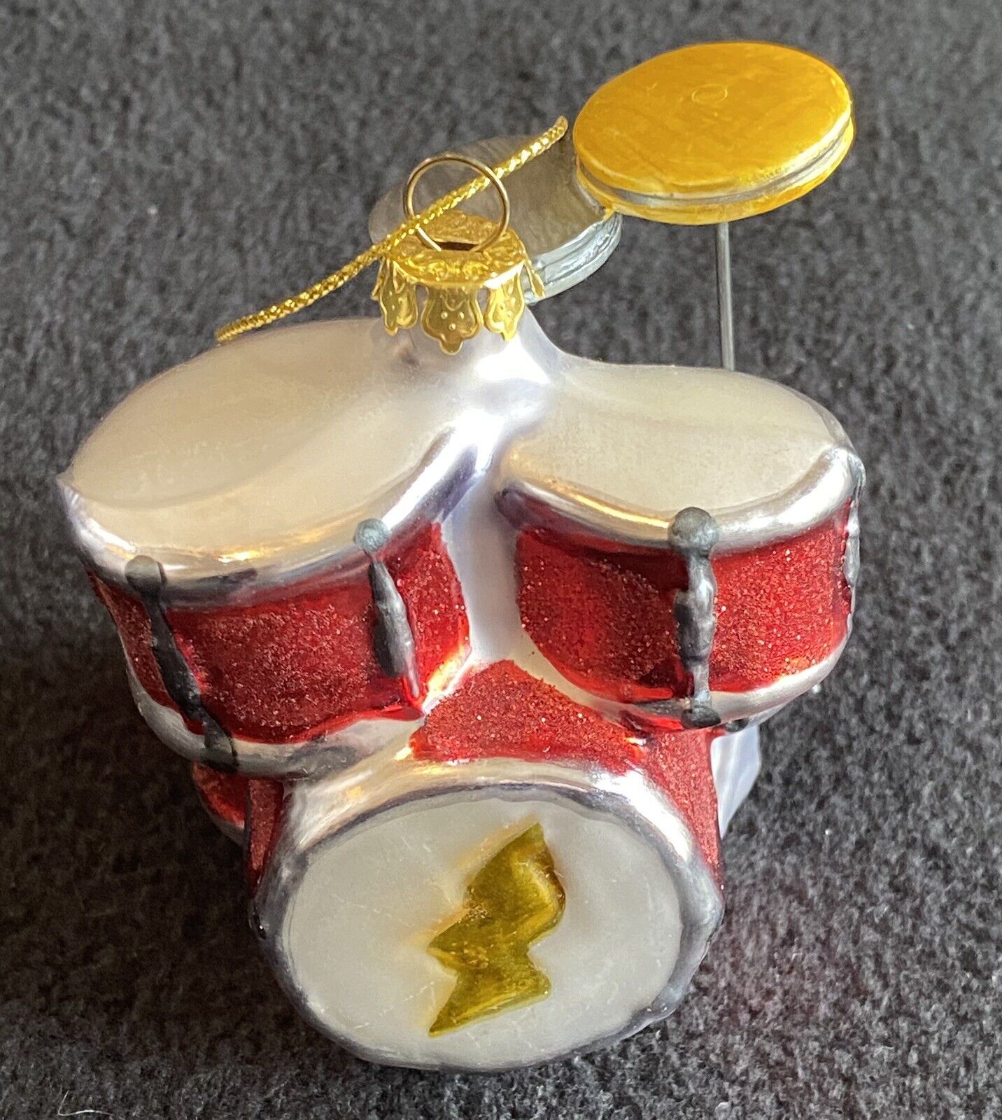 Retro Drums Blown Glass Christmas Ornament Musical Band Instrument Rock & Roll