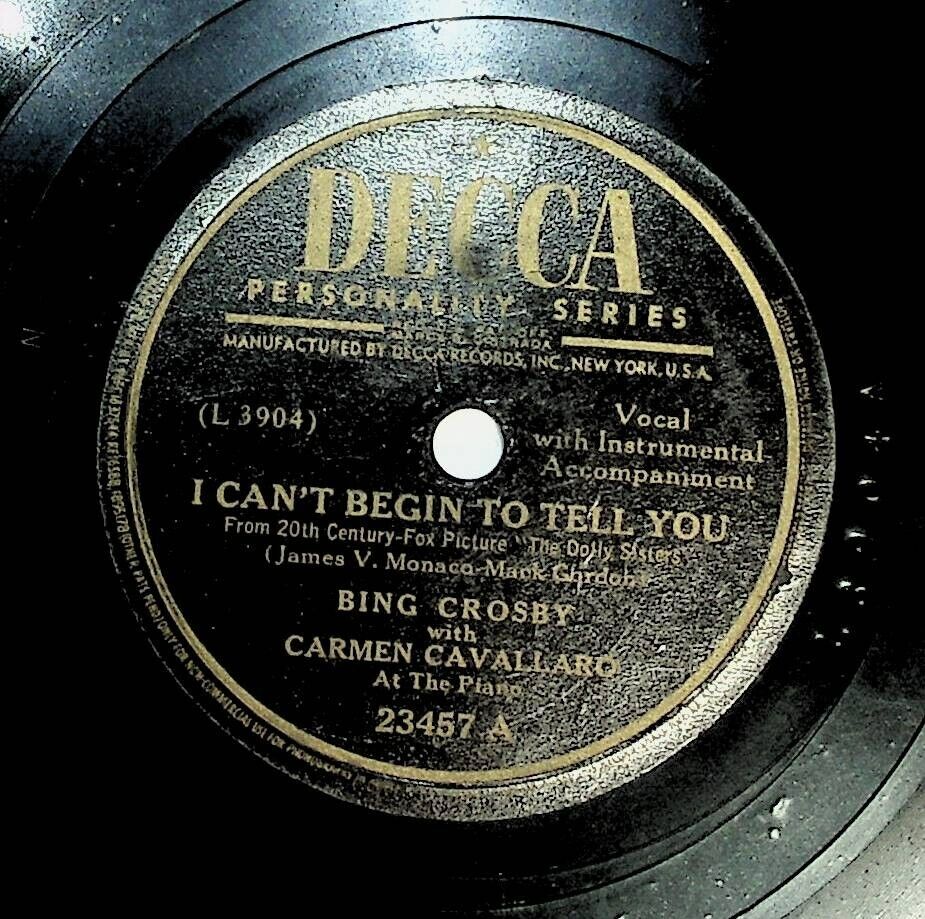 1945 Bing Crosby Carmen Cavallaro Cant Begin Tell You In Love With Me 78 Record