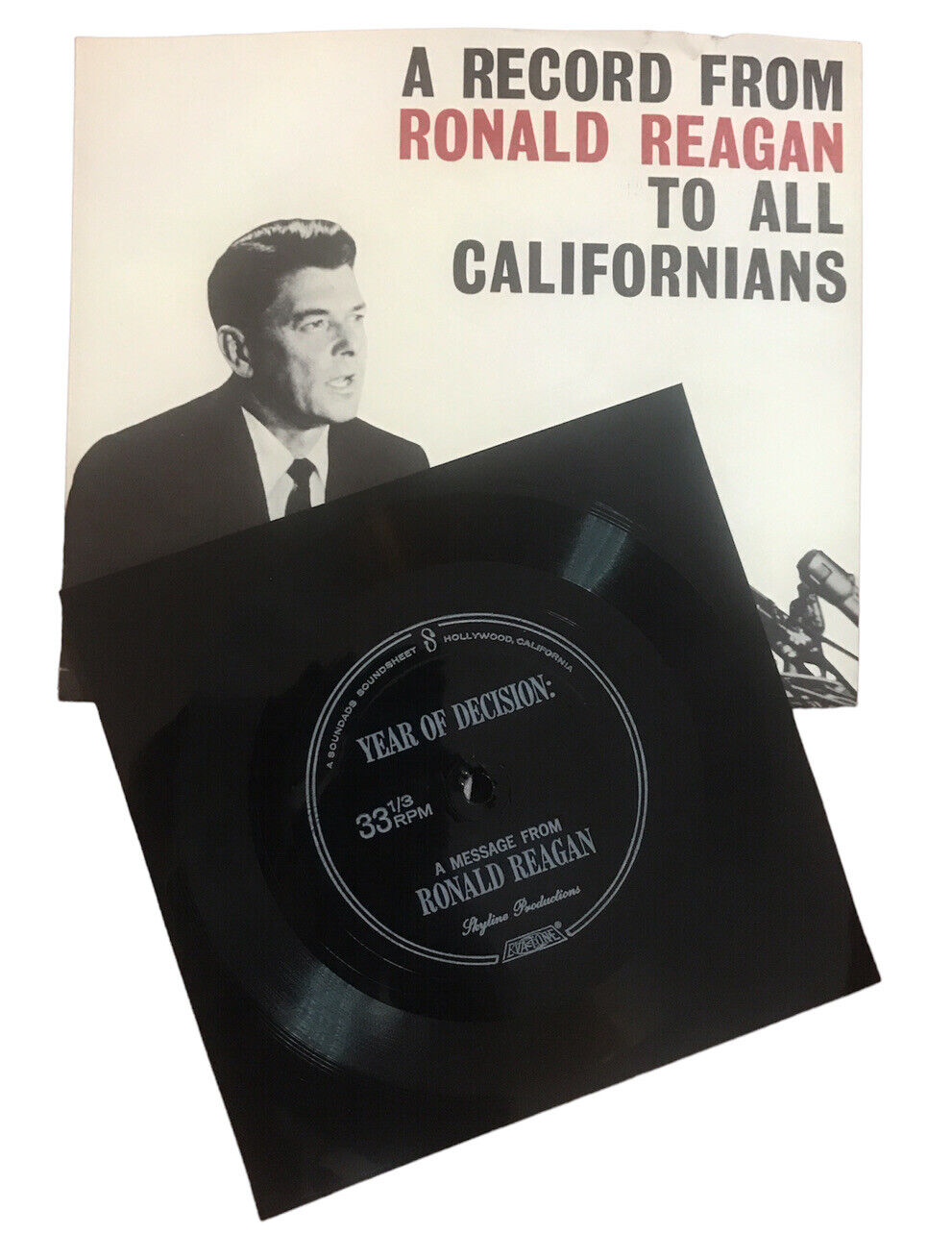 Vintage Ronald Reagan A Record To All Californians Flexi And Envelope 1966