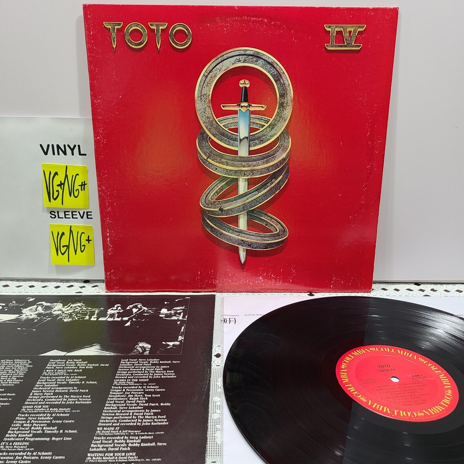 Toto IV LP Columbia 1982 VG+ VG++ Vinyl Original US Terre Haute Press Africa O84