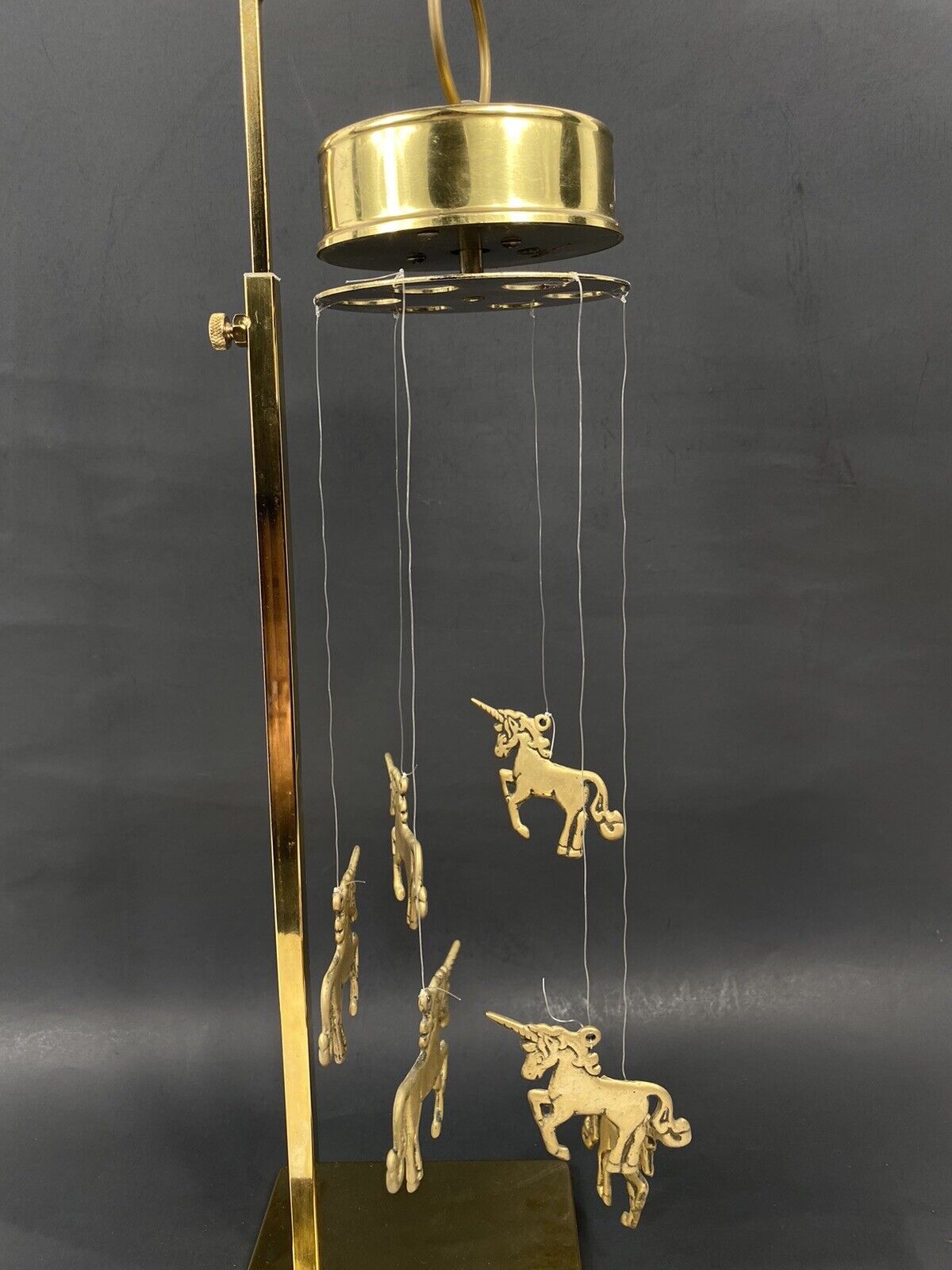 Vintage Brass Musical Unicorn Mobile Wind Chime 18”