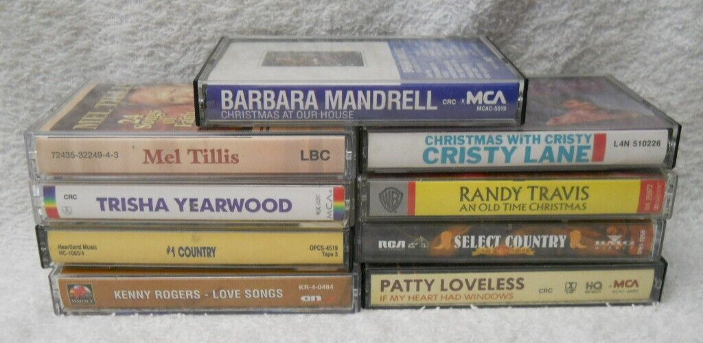 Lot 9 Vintage Country Western Music Cassette Tapes Assorted Artists 1980-90s