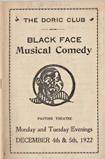 VTG 1922 'BLACK FACE MUSICAL COMEDY' THEATER PROGRAM DORIC CLUB, RHODE ISLAND picture