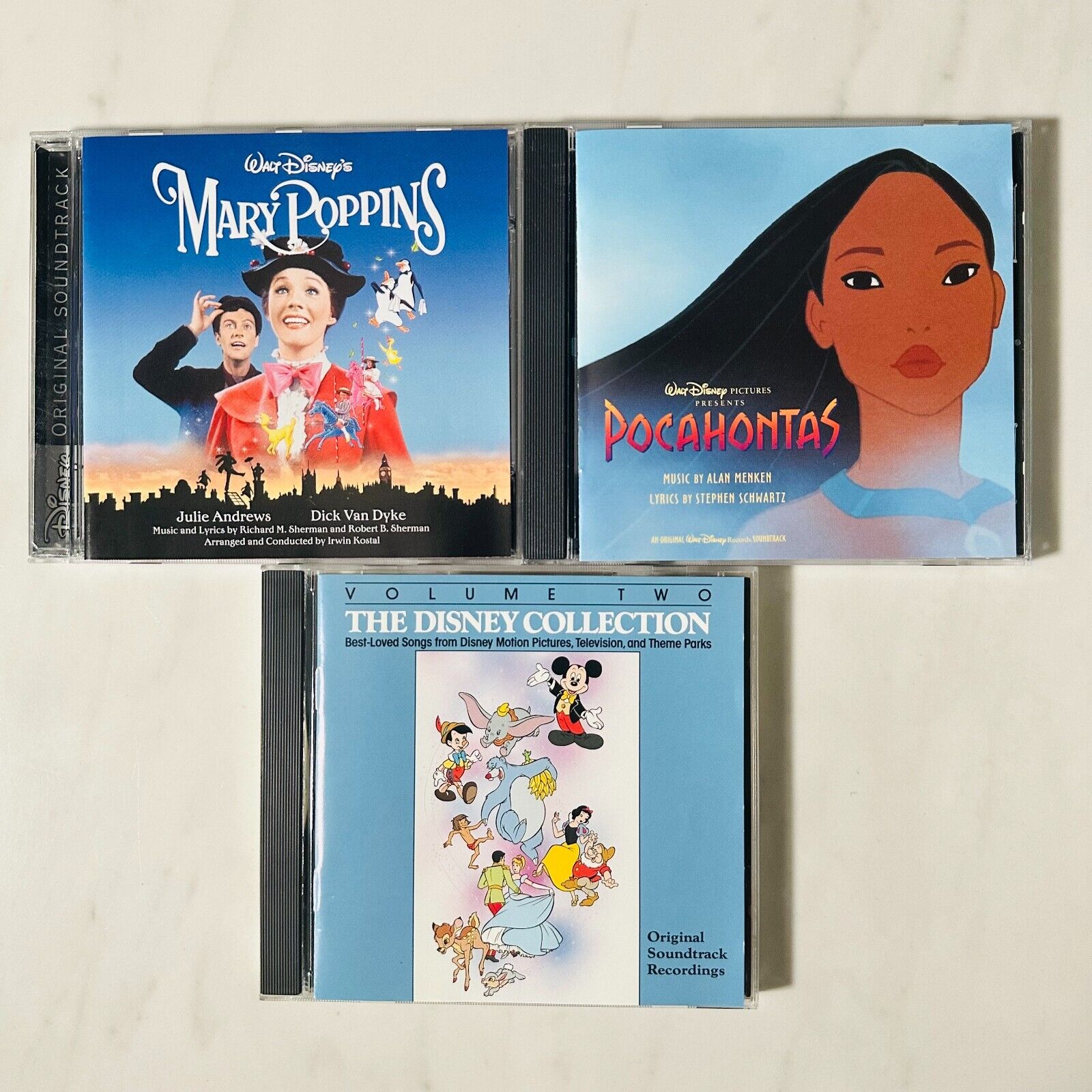 Disney - Lot of 3 CDs Mary Poppins - Pocahontas - Disney Collection Volume 2 -RE