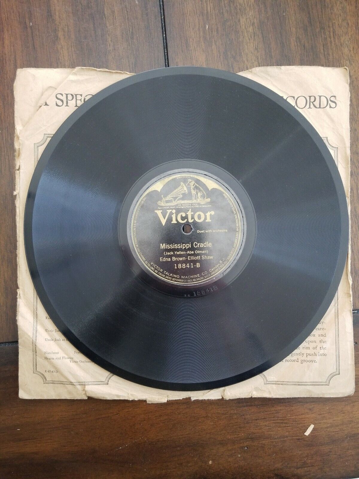vintage 78 RPM shellac record Victor 18841 Eda Brown Meet Again/Mississippi Crad