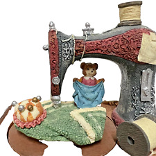 Vintage Music Box Sewing Machine Animated Seamstress Teddies picture