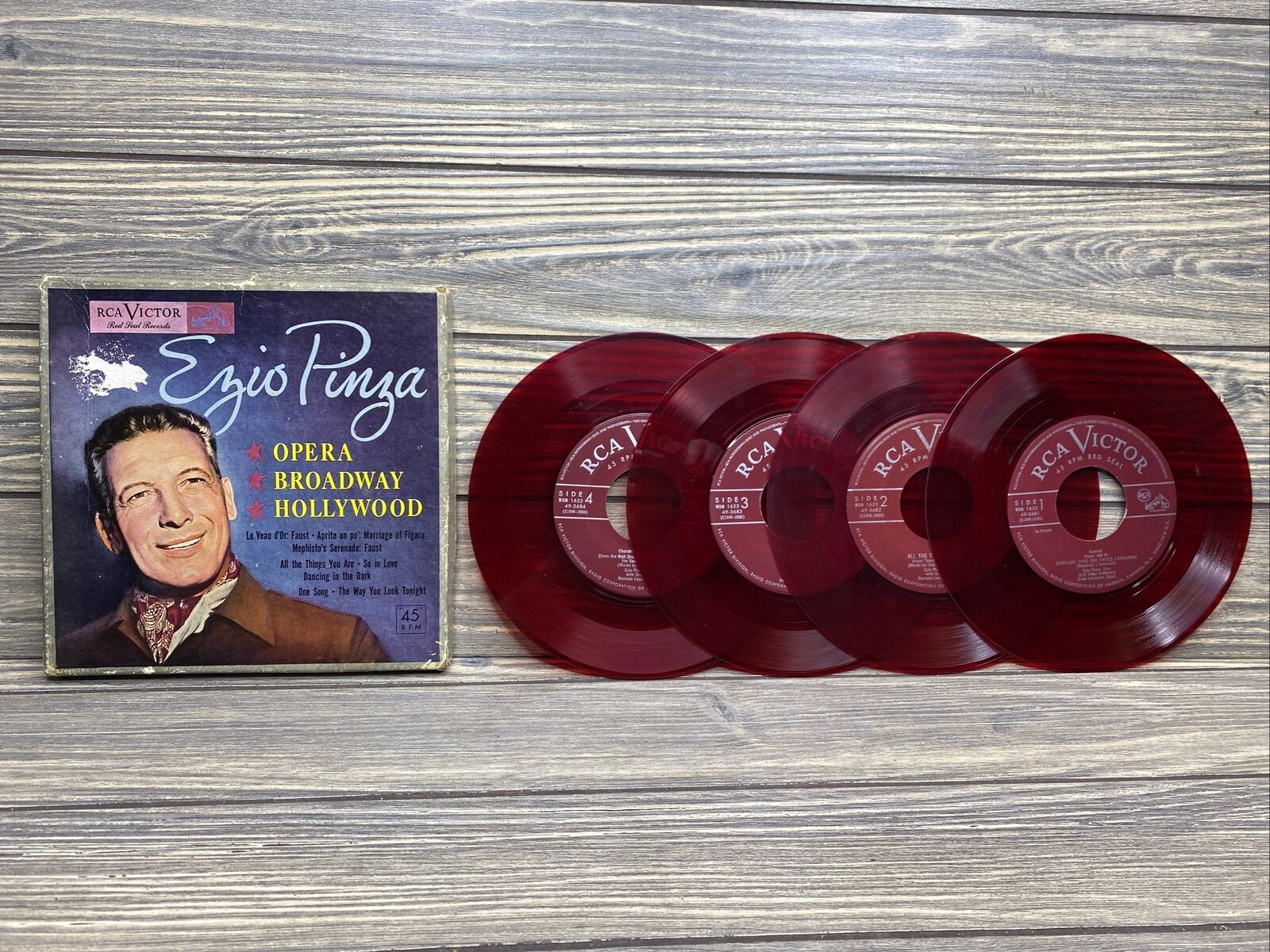 Vtg RCA Victor Ezio Pinza 4 Record Set 45 rpm Red Seal 