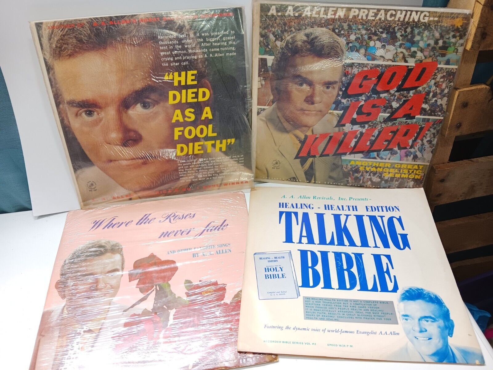 4 Vtg A.A. Allen  Pentecostal Revival Records God's Prophecies on 5 Vinyl Lp