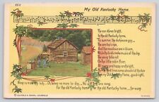My Old Kentucky Home Song Music with Lyrics Vintage c1937 Unposted Postcard picture